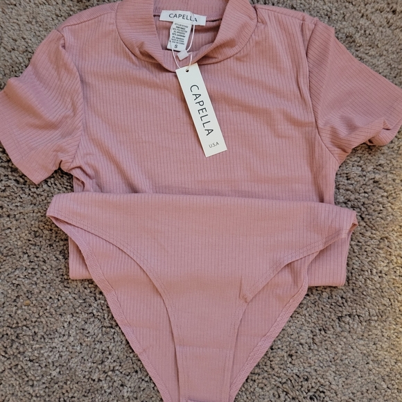 Mauve Pink Short Sleeve Body Suit - Picture 1 of 3